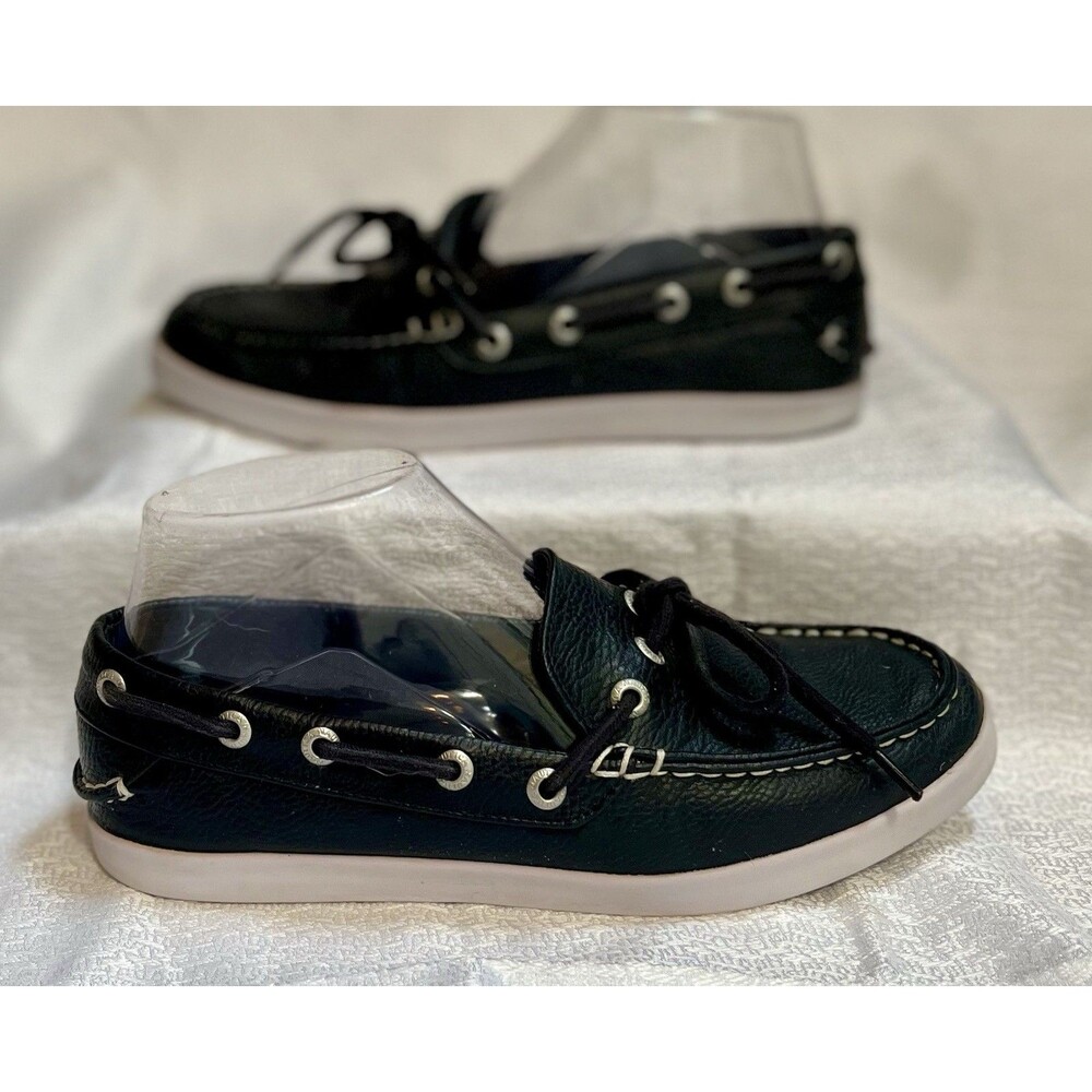 Nautica Mondrian Boat Shoe Sneakers Womens 6.5 Navy Blue Preppy Nautical Vegan